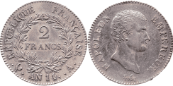 2 Francs NAPOLEON EMPEREUR Calendrier révolutinnaire