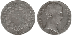 5 Francs NAPOLEON EMPEREUR Calendrier Grégorien