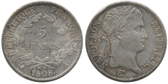 5 Francs NAPOLEON EMPEREUR République Française