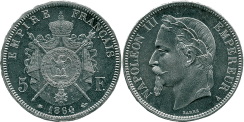 5 Francs NAPOLEON III Tête laurée
